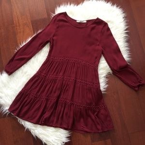 Chloe K Maroon Long Sleeve Dress